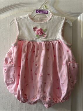 The Children's Place Pink and White Floral Bubble Romper